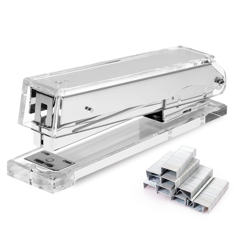 OfficeGoods Acrylic Stapler â€“ Aesthetic & Durable Silver Desk Staple for Modern Office â€“ Stylish & Compact Office Supplies for Women & Men - Image 1
